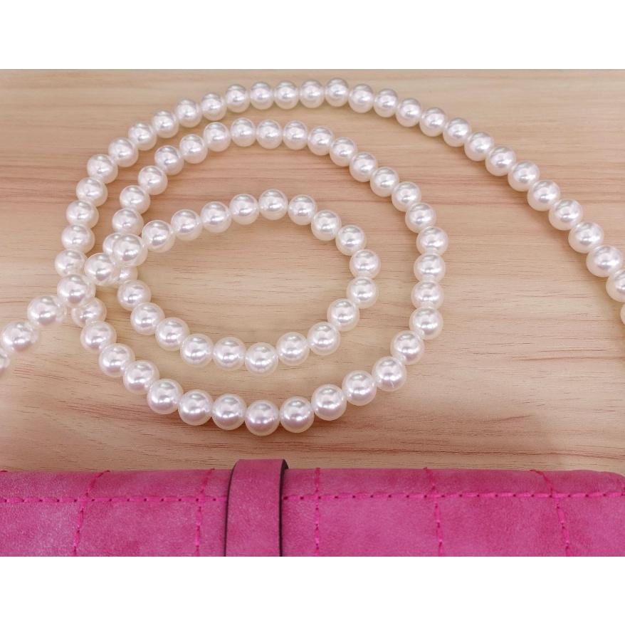 小橙子🍊 8mm 包鏈 珍珠鏈條 鏈帶 皮包鏈條 珍珠鏈帶 高亮優 woc 小香風 珍珠鍊 手挽帶 手機鏈 包鏈-細節圖3