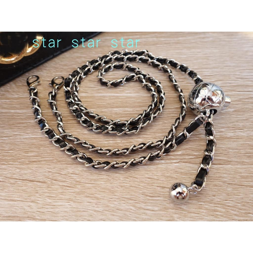 小橙子🍊 小香 金球鏈 腰鏈 可調節長短 轉運珠鏈條 小金球鏈條  小香風 鏈條 C家鏈子 鏈帶 woc 適用 金球鏈包-細節圖2