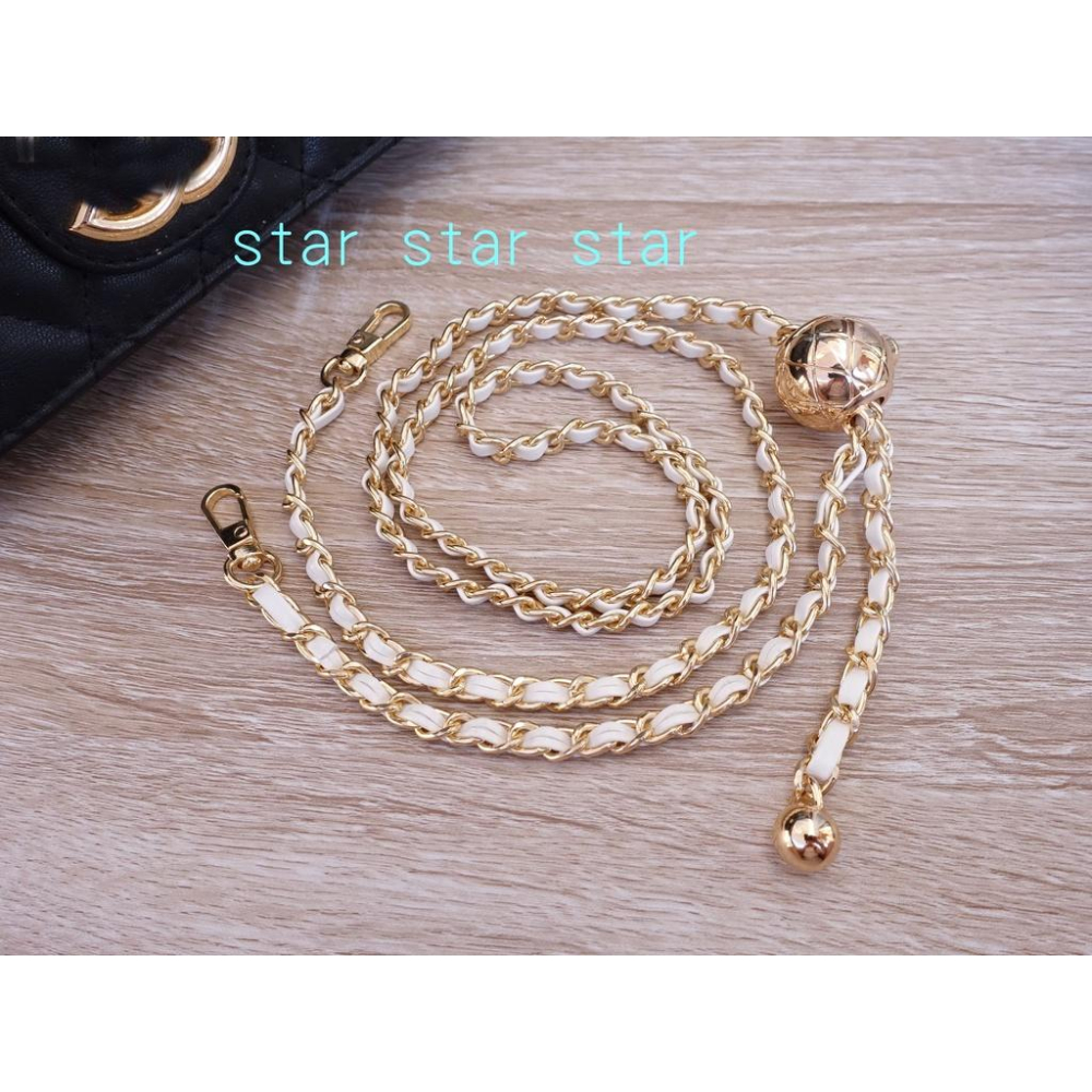 小橙子🍊 小香 金球鏈 腰鏈 可調節長短 轉運珠鏈條 小金球鏈條  小香風 鏈條 C家鏈子 鏈帶 woc 適用 金球鏈包-細節圖3