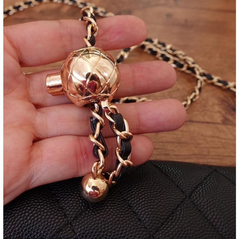 小橙子🍊 小香 金球鏈 腰鏈 可調節長短 轉運珠鏈條 小金球鏈條  小香風 鏈條 C家鏈子 鏈帶 woc 適用 金球鏈包-細節圖4