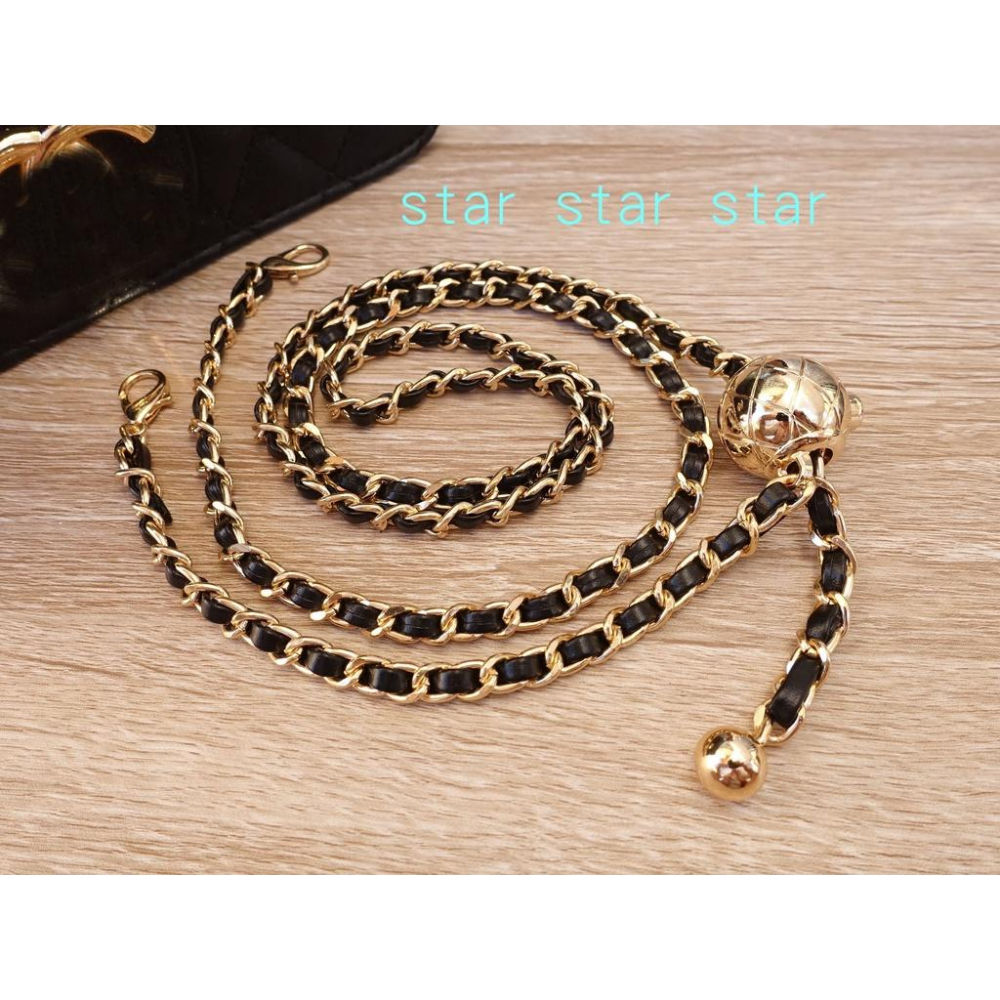 小橙子🍊 小香 金球鏈 腰鏈 可調節長短 轉運珠鏈條 小金球鏈條  小香風 鏈條 C家鏈子 鏈帶 woc 適用 金球鏈包-細節圖6