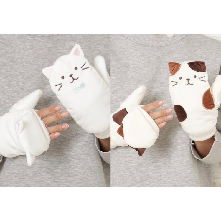 Fuku Fuku Nyanko 日牌 絨毛貓咪手套 橘貓 手套 貓咪 絨毛 日本限定-細節圖2