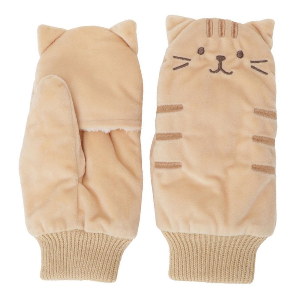 Fuku Fuku Nyanko 日牌 絨毛貓咪手套 橘貓 手套 貓咪 絨毛 日本限定-規格圖4