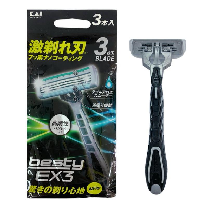 ❰免運❱ 日本貝印 激剃刮鬍刀 (3入/包) 刮鬍刀 KIGA0071 手動刮鬍刀 不鏽鋼刀刃 日本製造 和豐-細節圖3