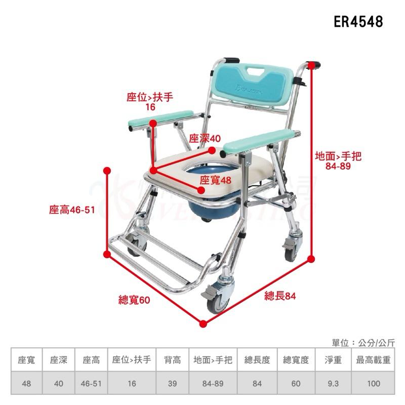 ❰免運❱ 恆伸 ER4548 便利推 鋁合金有輪收合便椅 四合一款 專利產品 便盆椅 有輪便盆椅 折合式 銀髮輔具-細節圖9