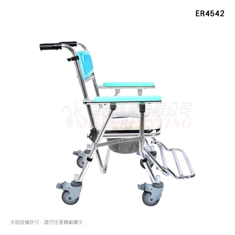 ❰免運❱ 恆伸 ER4542 鋁合金有輪收合便椅 座位可調高低 便盆椅 有輪便盆椅 便器椅 折合式 銀髮輔具-細節圖2
