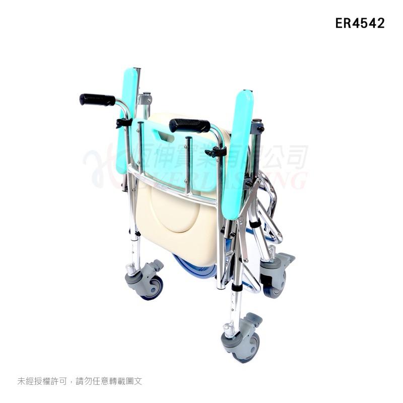 ❰免運❱ 恆伸 ER4542 鋁合金有輪收合便椅 座位可調高低 便盆椅 有輪便盆椅 便器椅 折合式 銀髮輔具-細節圖4