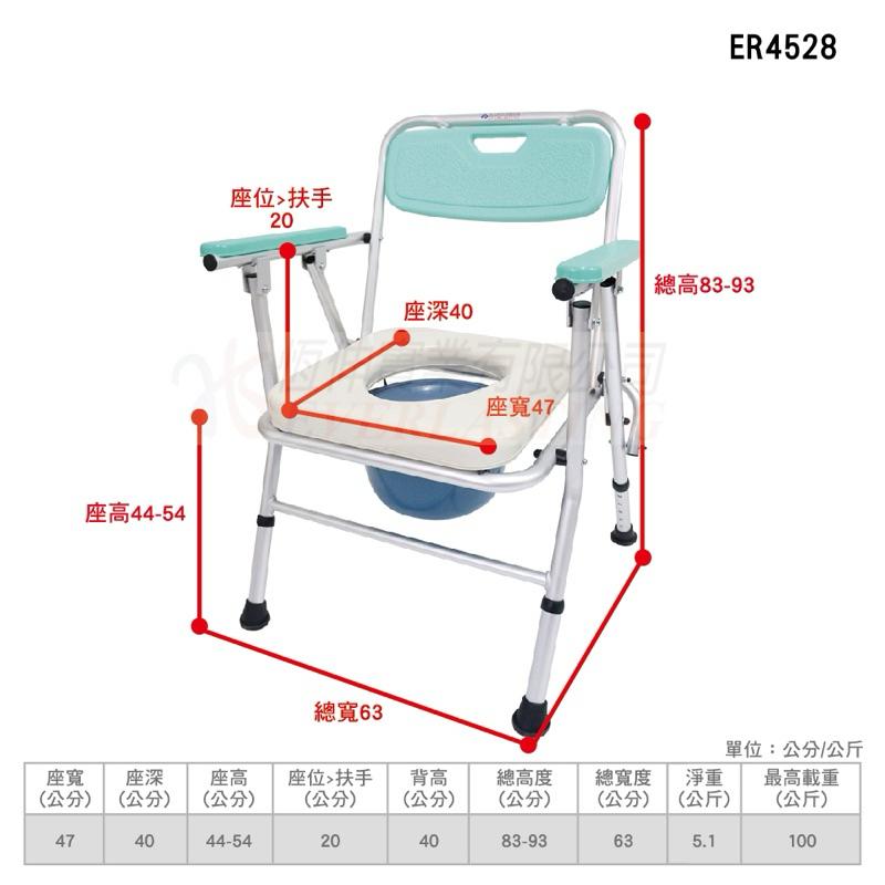 ❰免運❱ 恆伸 ER4528 便利座-鋁合金無輪收合便椅-三合一款 便盆椅 有輪便盆椅 固定式 便器椅 銀髮輔具 洗澡椅-細節圖8