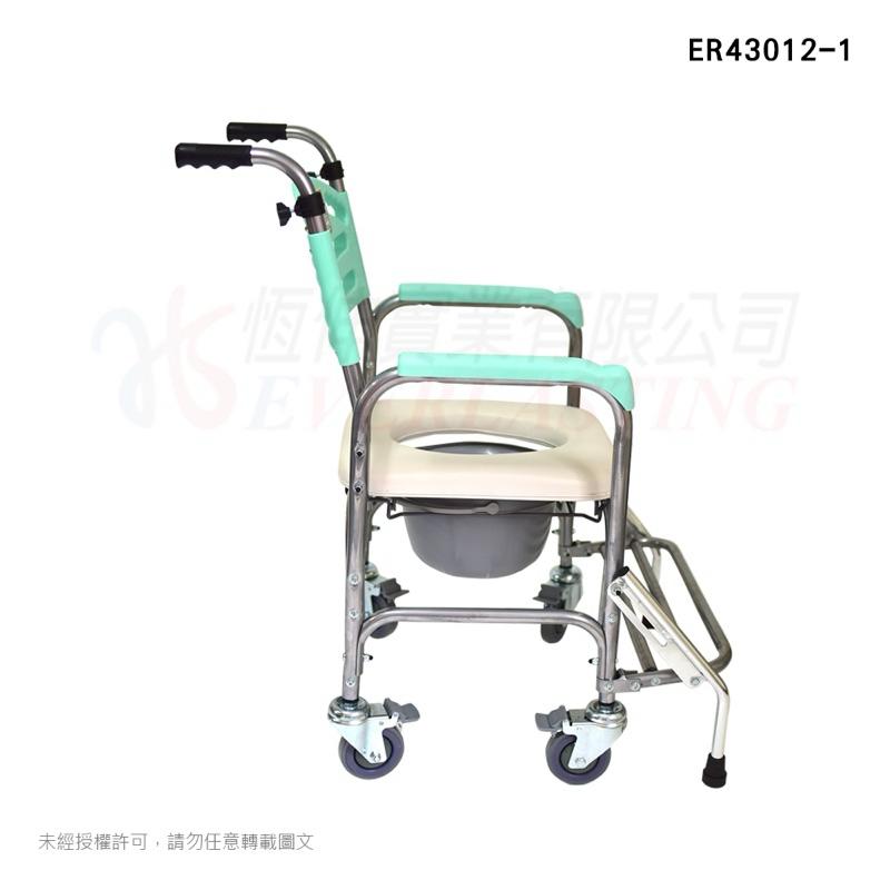 ❰免運❱ 恆伸 ER43012-1 鋁合金有輪固定便椅-大背-防前傾款 便盆椅 有輪便盆椅 固定式 便器椅 銀髮輔具-細節圖2