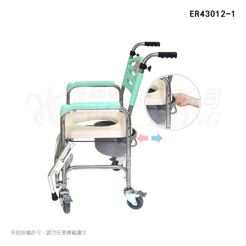 ❰免運❱ 恆伸 ER43012-1 鋁合金有輪固定便椅-大背-防前傾款 便盆椅 有輪便盆椅 固定式 便器椅 銀髮輔具-細節圖3