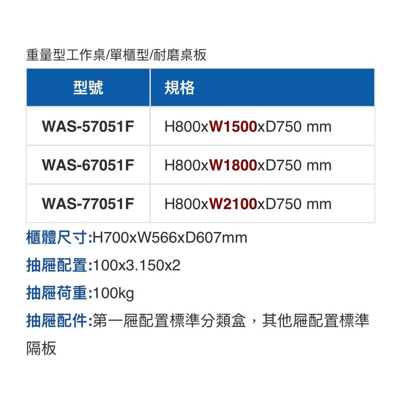 ❰免運❱ Tanko 天鋼 工作桌 WAS-57042F 67 77F 單櫃型 多功能桌 桌子 工業風 工作檯 工廠-細節圖6
