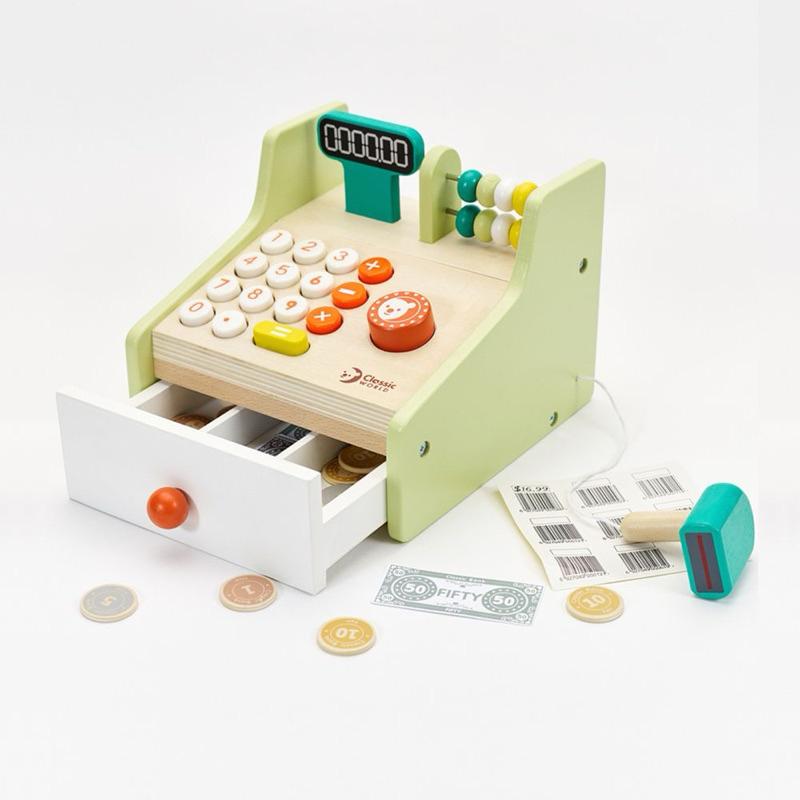 ❰現貨❱ Classic World 小老闆木製收銀機 視覺追視 認知學習 益智玩具 兒童學習玩具 邏輯推理 觸覺舒緩-細節圖4