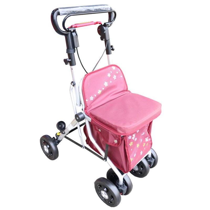 ❰免運❱ 杏華 F685 日式 鋁合金四輪助行車 一般型 輕量化 鋁合金 助步車 四輪車 散步車 買菜車 輔具 銀髮-細節圖2