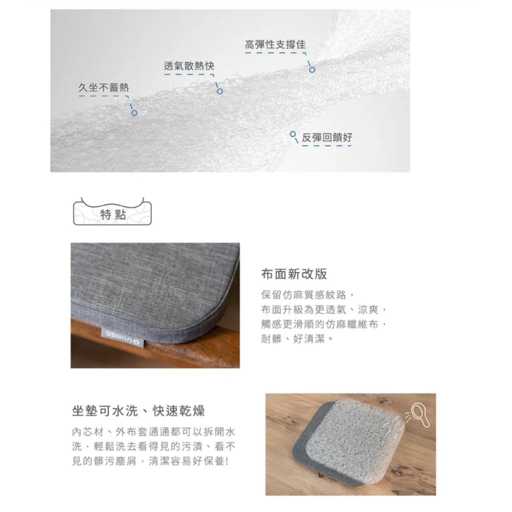 ❰免運❱ QSHION 精緻釋壓椅墊 高3公分 水洗 透氣 久坐 台灣製造 椅墊 和式 透氣 抑菌防蟎 寢具 送禮 跪墊-細節圖3