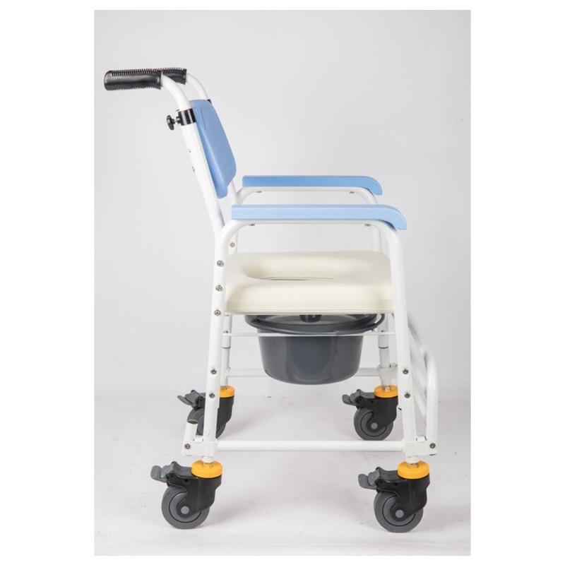 ❰免運❱ 均佳 JCS-205 鋁合金有輪洗澡便器椅 加推手 附輪 便盆椅 沐浴椅 鋁合金 輕量化 輔具 機構 補助-細節圖4