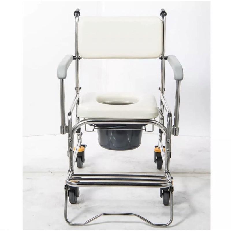 ❰免運❱ 均佳 JCS-305 不銹鋼洗澡便器椅 拆手型 附輪 便盆椅 不鏽鋼 洗澡椅 輔具 銀髮 機構 沐浴椅-細節圖3
