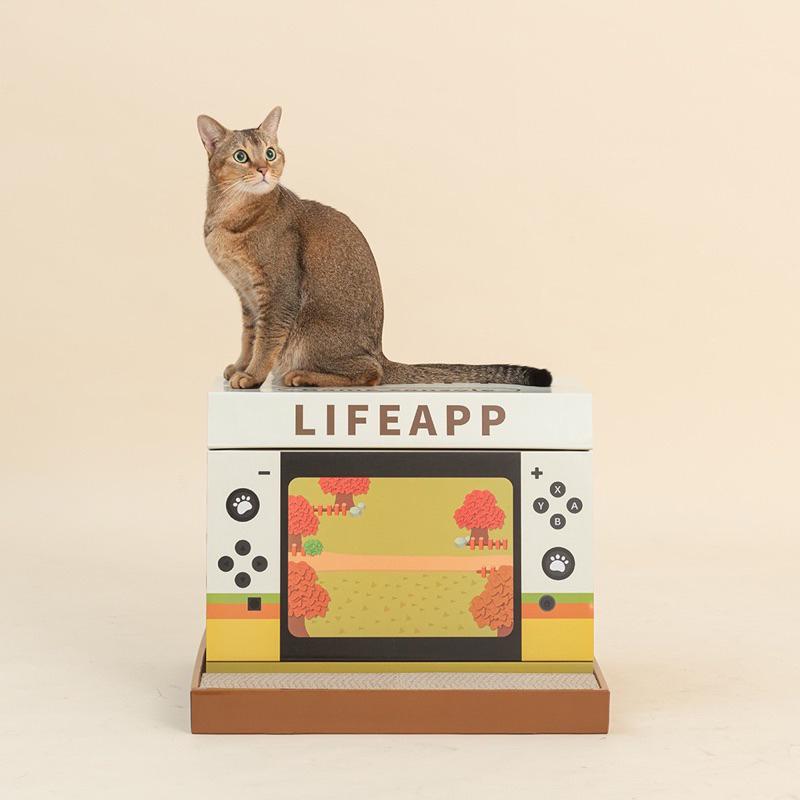 ❰現貨❱ LIFEAPP 貓抓遊戲機 貓抓板 台灣製造 復古遊戲機 喵星人 小窩 高密度瓦愣紙 居住空間 貓咪 秘密基地-細節圖7