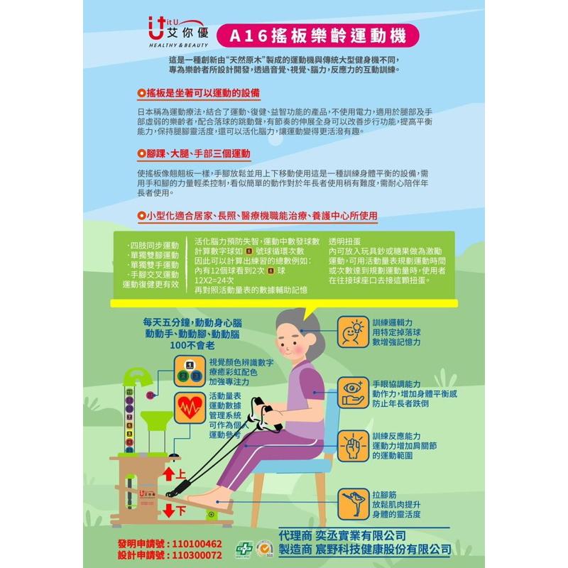 ❰免運❱ 艾你優 A16搖板樂齡運動機 台灣製造 微運動 居家運動 協調訓練 復健器材 拉筋機 醫院診所 長照機構-細節圖2