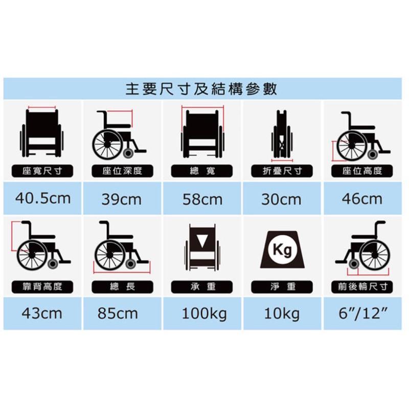 ❰免運❱ 必翔銀髮 輕便看護輪椅 PH-184AF 小輪 鋁合金輪椅 輪椅B款 輕量化輪椅-細節圖3