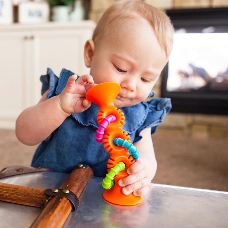 ❰現貨❱ FatBrain 觸覺吸盤環-橘 固齒器 視覺追視 認知學習 玩具 兒童學習玩具 邏輯推理 觸覺舒緩 兒童玩具-細節圖2