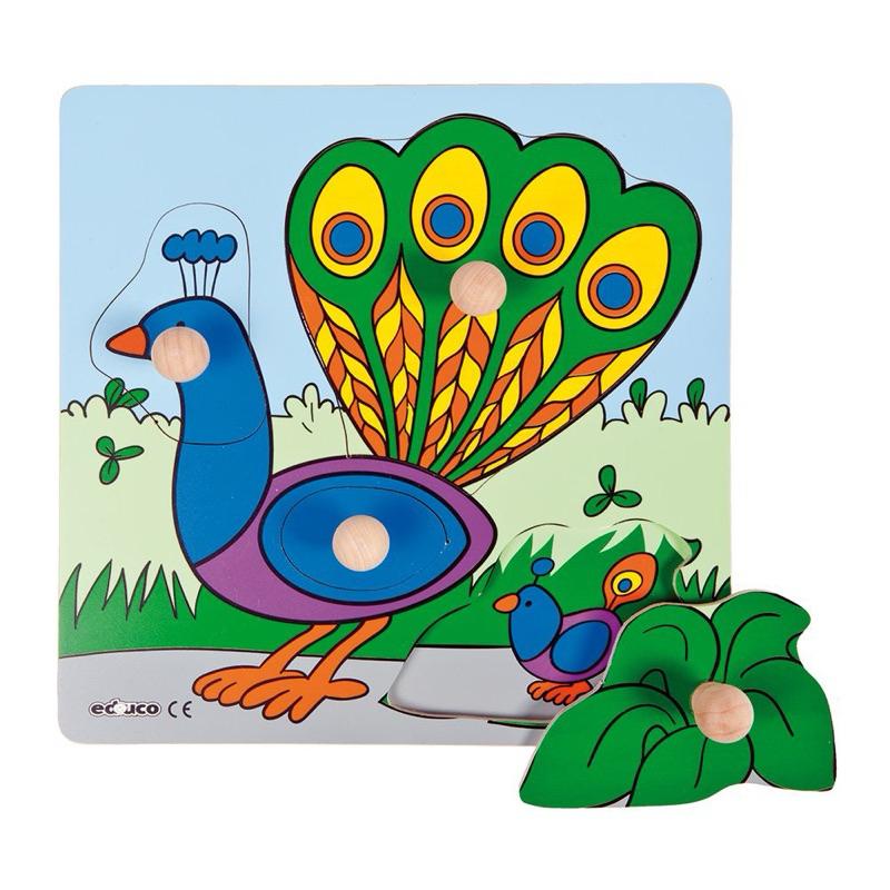 ❰現貨❱ educo 握鈕拼圖-孔雀 桌遊 兒童學習玩具 手眼協調訓練 益智玩具 遊戲 觸覺刺激 邏輯思考 小孩玩具-細節圖6