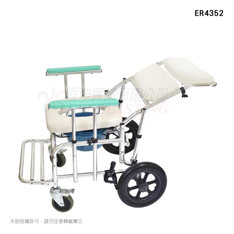 ❰免運費❱ 恆伸 鋁合金四輪固定洗澡便椅 ER-4352 銀髮輔具 便盆椅-細節圖2