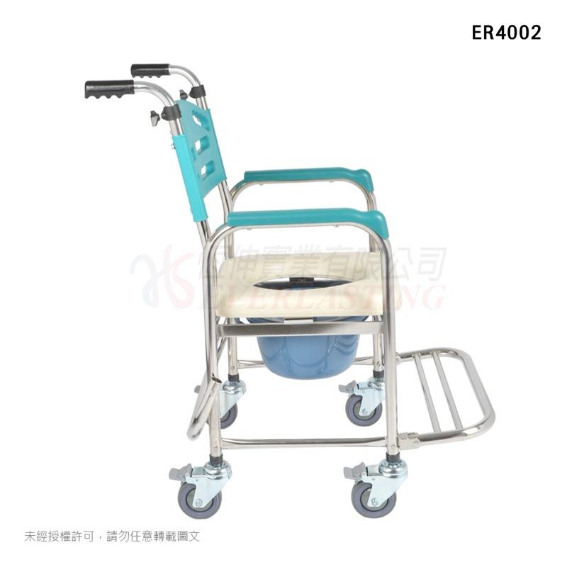❰免運❱ 恆伸 ER4002 不鏽鋼有輪固定便椅 台灣製造304不鏽鋼 便盆椅 有輪便盆椅 固定式 便器椅 輔具 洗澡椅-細節圖2