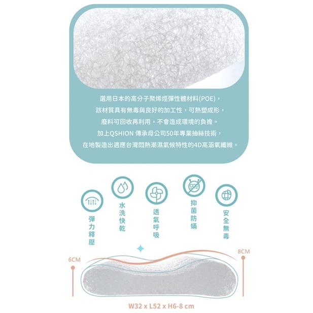 ❰免運❱ QSHION 兒童防螨透氣枕 台灣製造 兒童用品 工學枕 透氣 安全無毒 高彈性 抑菌防蟎 枕頭-細節圖4