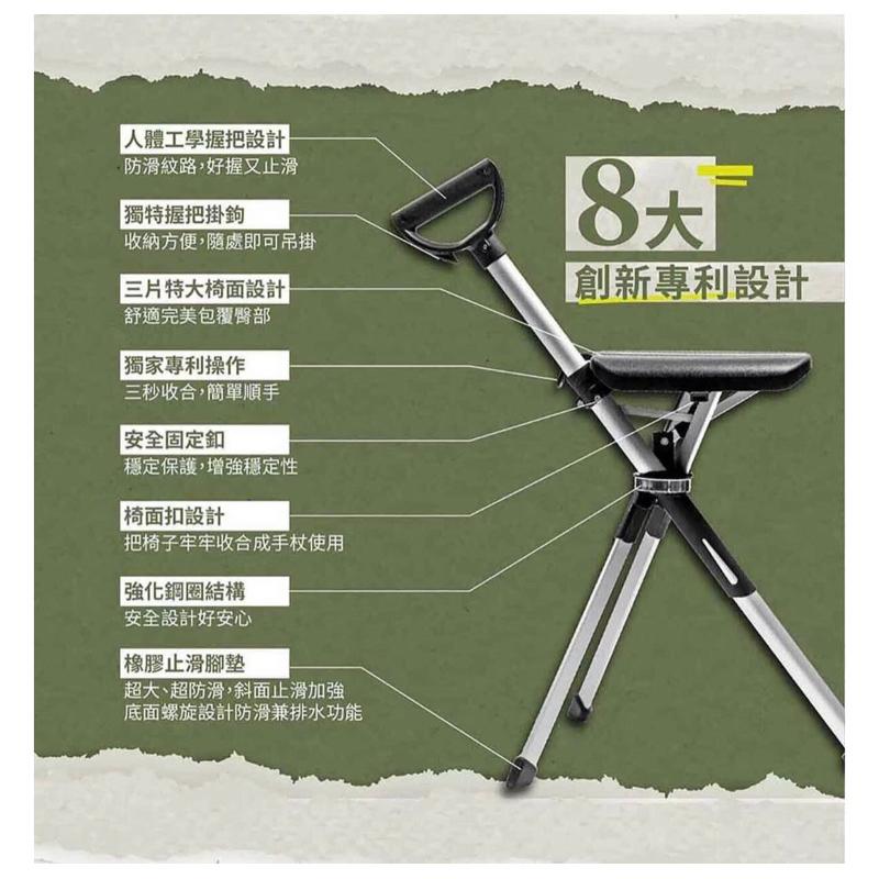 ❰免運❱ Ta-Da 泰達隨身椅 全新第二系列自動手杖椅  登山杖釣魚椅 戶外拐杖椅 可折疊座杖 登山助力杖 坐式健走杖-細節圖5