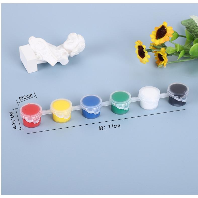 【平價用品】 DIY顏料 美術 文具用品 顏料 塗色 塗鴉 水彩 美勞 繪畫 彩繪 廣告顏料 勞作 手作 6色水彩顏料-細節圖3