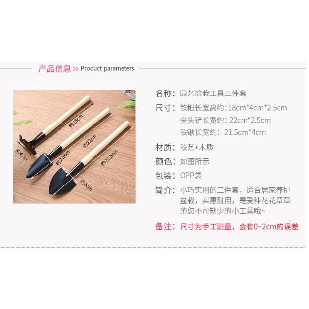 【平價用品】 迷你園藝工具組 迷你花鏟三件組 鏟子 耙子 鐵鍬 花盆 盆栽 多肉植物 栽種 鬆土工具 園藝 種花 DIY-細節圖2