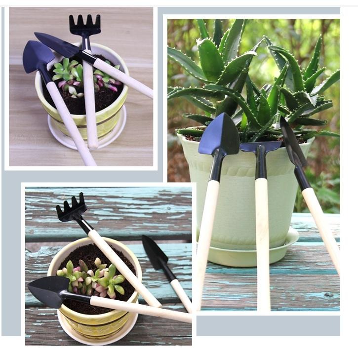 【平價用品】 迷你園藝工具組 迷你花鏟三件組 鏟子 耙子 鐵鍬 花盆 盆栽 多肉植物 栽種 鬆土工具 園藝 種花 DIY-細節圖3