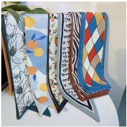 【平價用品】 圍巾 脖圍 絲巾 髮帶 包包絲巾 綁包絲巾 法式復古長絲帶 領巾 髮飾 絲帶 頭巾 綁包手把絲巾 法式絲巾-細節圖3