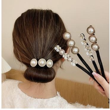 【平價用品】 盤髮神器 盤髮器 丸子頭 包子頭 包包頭 包頭 復古風 盤髮杆 珍珠髮飾 綁包頭 法式盤髮 韓式盤髮器-細節圖2