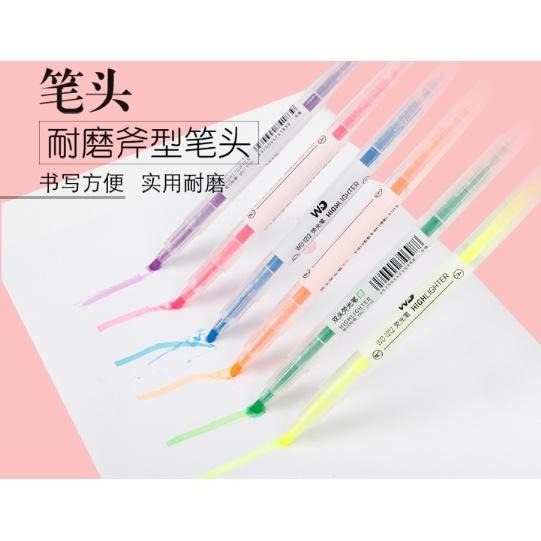 【平價用品】 六色 6色 螢光筆 雙頭筆 無印風 雙頭兩用 水性螢光筆 記號筆 重點筆 劃線筆 彩色雙頭 斑馬系 熱銷款-細節圖2