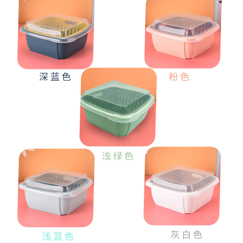 【平價用品】 雙層瀝水保鮮盒 蔥花保鮮盒 保鮮盒 薑蒜收納盒 方形加大蒜末蔥花切丁雙層保鮮盒 瀝水盒 方形 冰箱收納盒-細節圖2