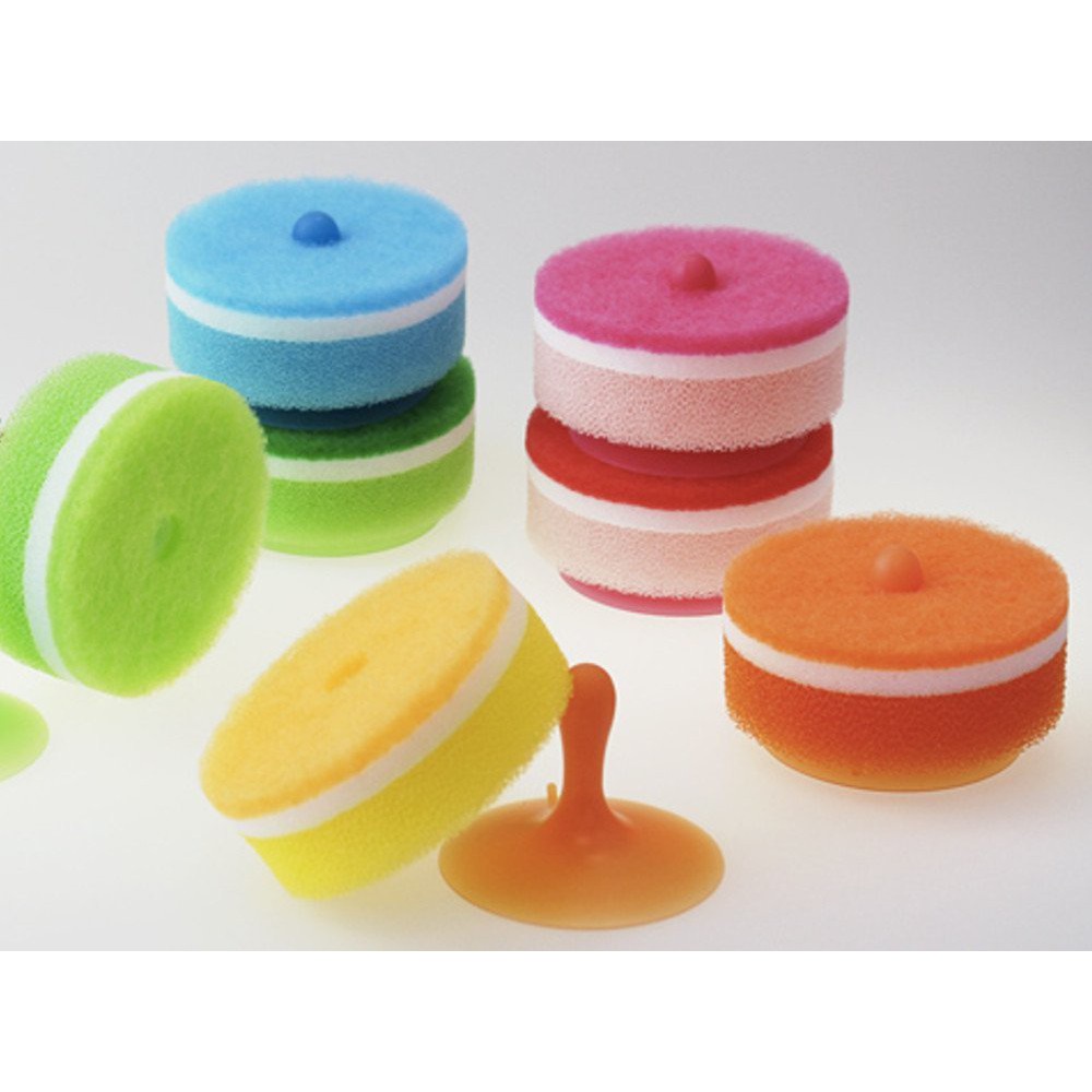 日本品牌【MARNA】附吸盤便利菜瓜布 K096 粉 黃 綠 藍 紫 深綠-細節圖3