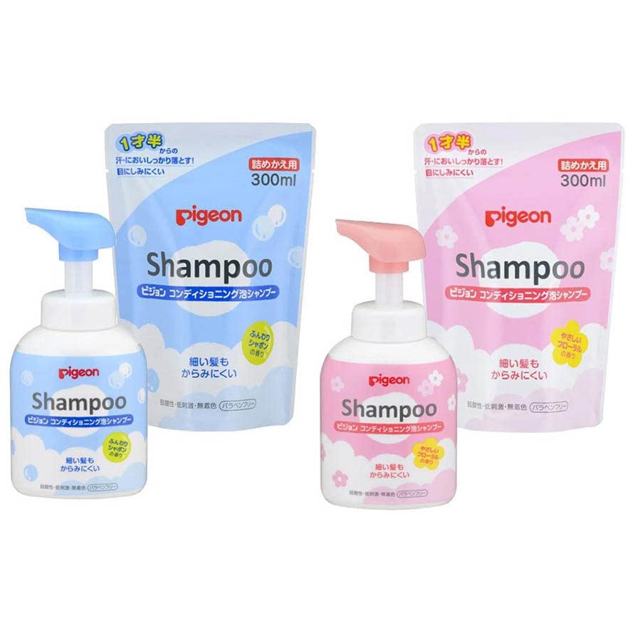 日本原裝 Pigeon 貝親 泡沫沐浴露 泡沫洗髮精 嬰兒 幼兒 罐裝 補充包 沐浴乳 洗髮乳-細節圖3