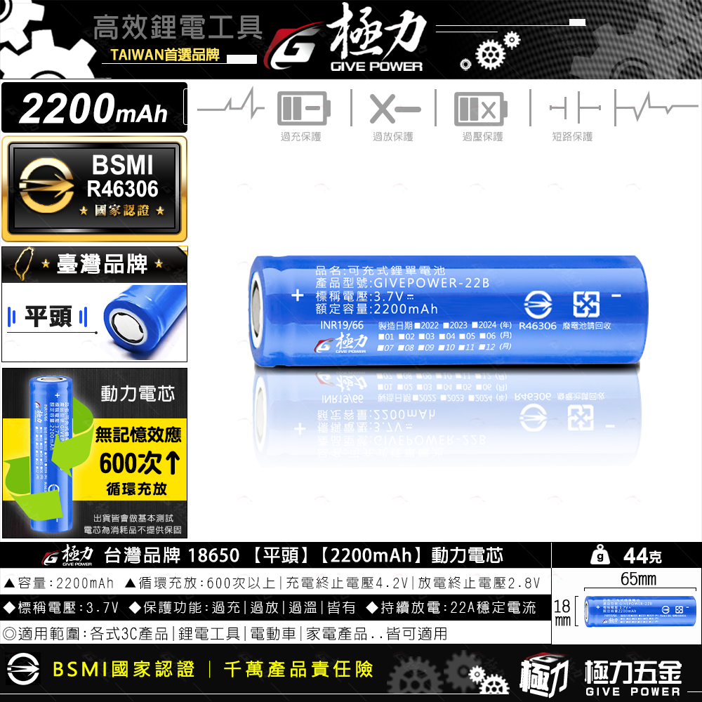 森林寶貝屋 台灣極力電池 2500 BSMI合格 18650 動力電池 電池 平頭 尖頭 鋰電池 頭燈 松下 國際 索尼-細節圖5