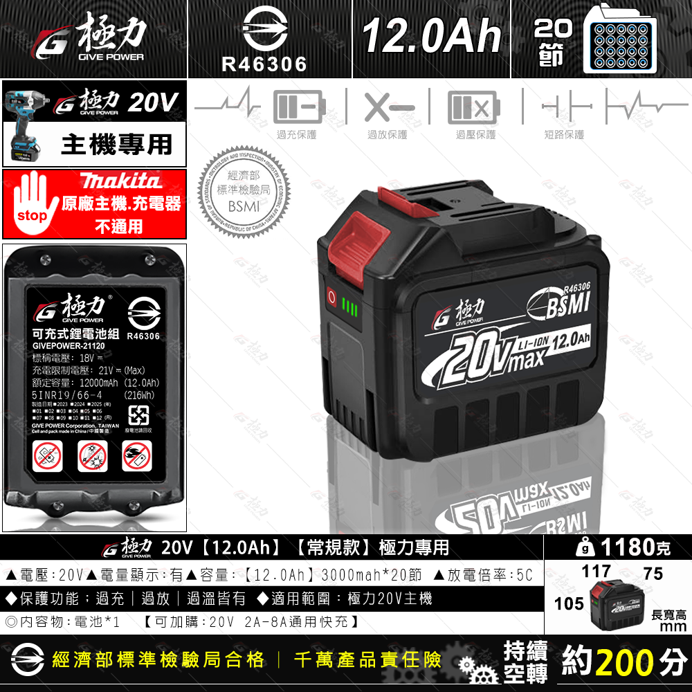 森林寶貝屋 極力電池 BSMI合格 18V 20V電池 高倍率電池 充電電池 鋰電池  電鑽電池 電動工具 通用牧田電池-細節圖11