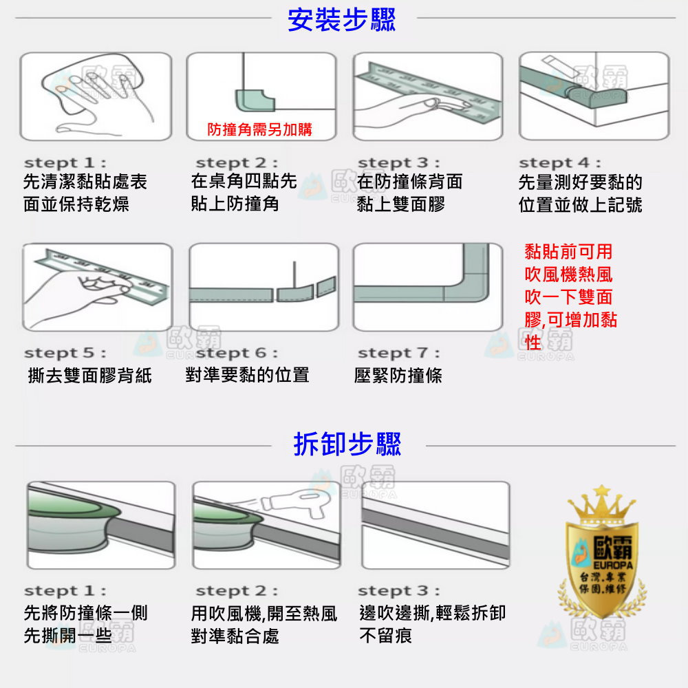 森林寶貝屋 歐霸 W型防撞條 兒童防撞條 桌腳防撞條 泡棉防撞條 桌角防撞 防護角 防撞角 防撞條 L型防撞條 L防撞角-細節圖7