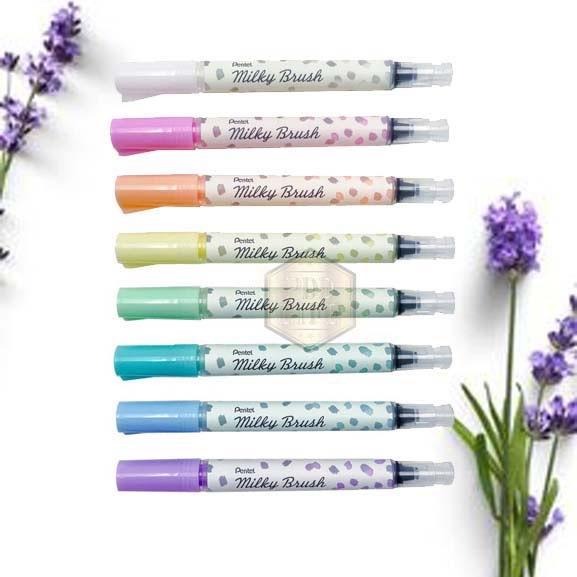 百點 Pentel 牛奶毛筆 粉彩筆 輕柔牛奶色系 牛奶筆 毛筆 書寫、插畫 或 塗鴉 任意書寫 超柔超順暢 XGFH-細節圖2