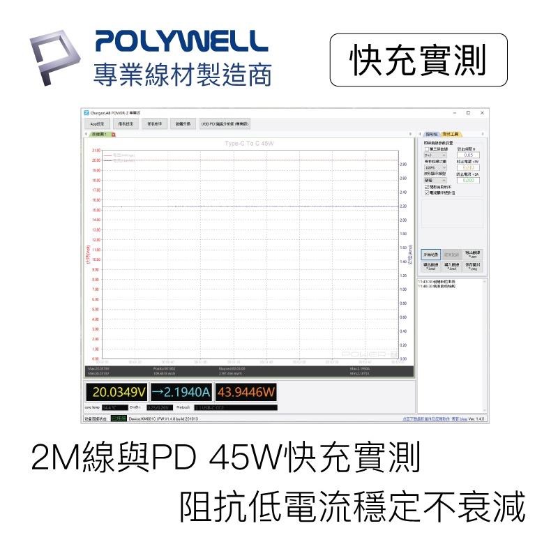 【台灣現貨】 快充線 POLYWELL Type-C To C PD 快充 3A 45W 1米 適用iPad安卓-細節圖5