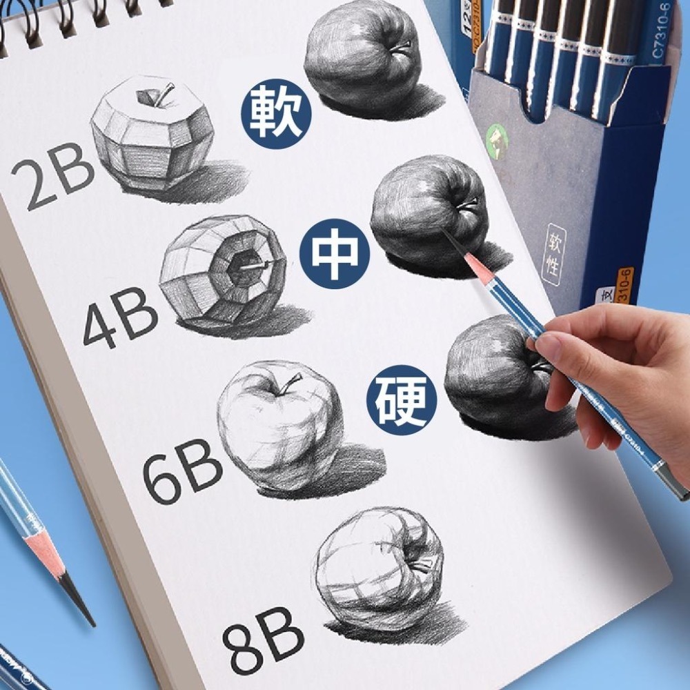 炭筆 鉛筆 素描鉛筆 炭精筆 馬利牌 C7310 藝術家級 軟炭 中炭 硬炭 繪畫碳畫 素描炭筆-細節圖4