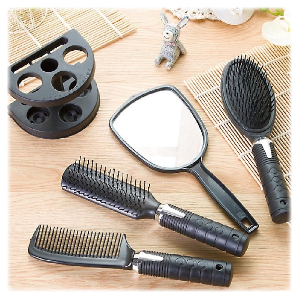 梳子 按摩梳 氣墊梳 時尚鏡梳五件組 圆滚筒梳 造型捲髮梳 大齒梳 氣墊梳 按摩梳子 髮梳 氣囊梳 頭皮按摩梳 按摩頭皮-細節圖6