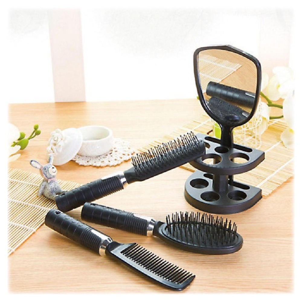 梳子 按摩梳 氣墊梳 時尚鏡梳五件組 圆滚筒梳 造型捲髮梳 大齒梳 氣墊梳 按摩梳子 髮梳 氣囊梳 頭皮按摩梳 按摩頭皮-細節圖7