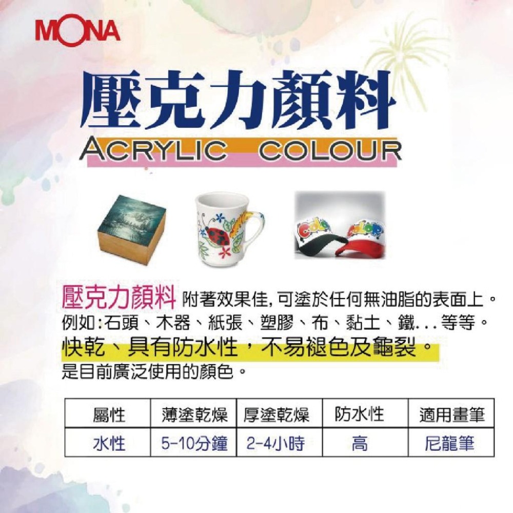 水彩 壓克力顏料 MONA 25ml 萬事捷 蒙納顏料 水彩顏料 手提盒  壓克力 顏料-細節圖2