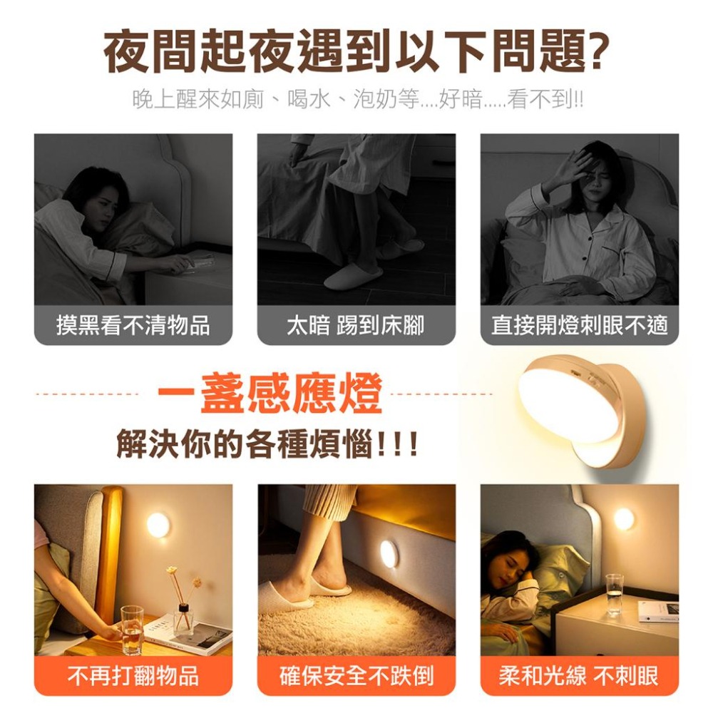 【台灣現貨】 小夜燈 智能感應燈 免安裝 磁吸式USB充電 夜間感應燈 磁吸感應燈 走道燈櫥櫃燈 氛圍燈 展示燈 床頭燈-細節圖3