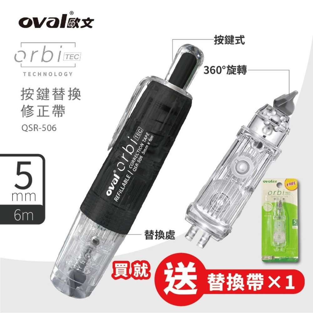 【限量送完止 買正帶再送內帶】 修正帶 歐文 Oval QSR-506 按鍵式筆型修正帶 立可帶 按鍵修正帶-細節圖6