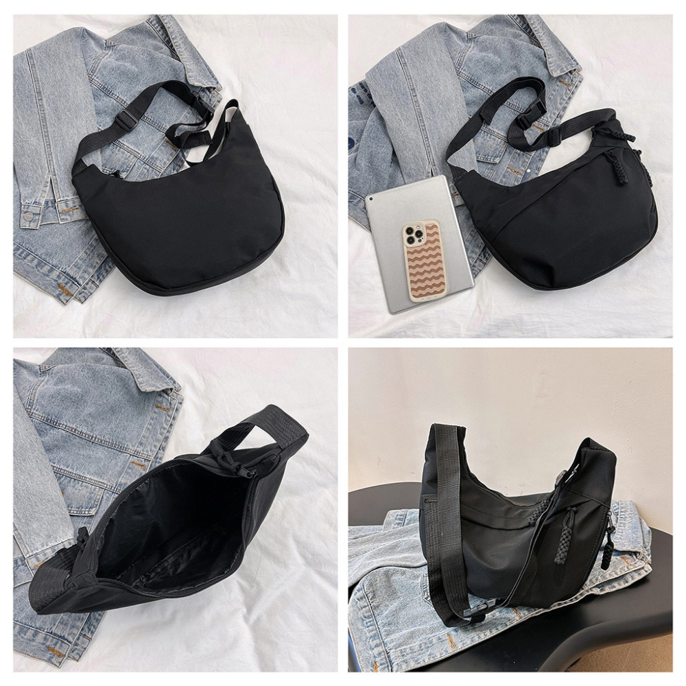 【台灣現貨🔥防潑水🔥】 餃子包 韓版斜挎餃子包 大容量側背包 馬鞍包 肩背包 女生包包 月亮包 百搭女包 斜挎包-細節圖8